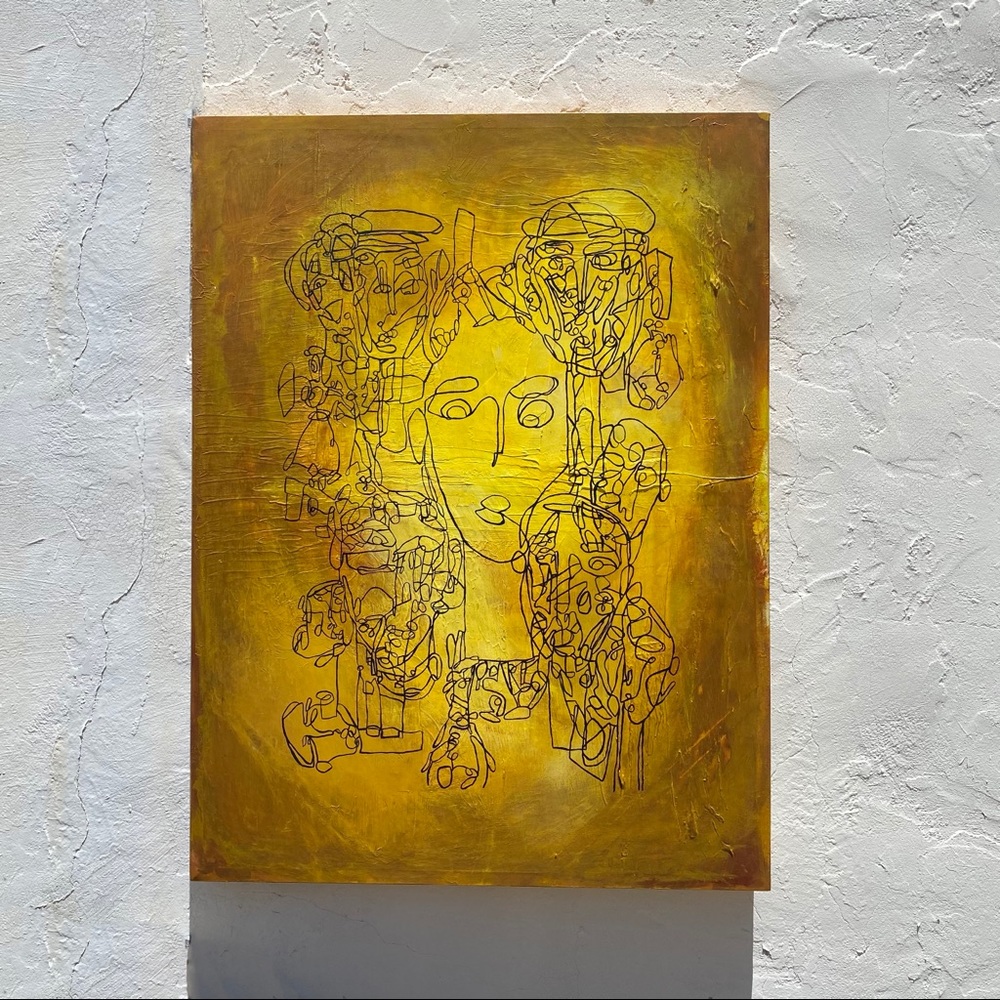 Large scale 40”x30” 1/1 hand painted face collage.